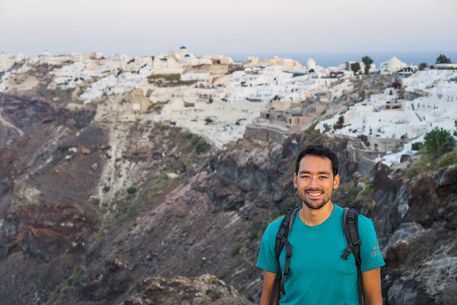 Hiking in Santorini, Greece.